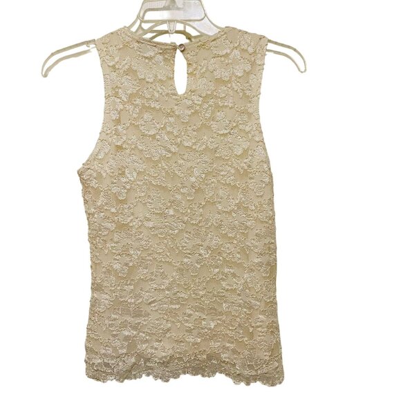 California Style Womens 2 Piece Blouse Sleeveless Ivory Lace Size Small Cardigan - Picture 4 of 14
